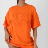 Public Desire Manhattan Embroidered T-Shirt Dress Orange Outlet