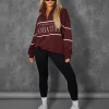 Public Desire Manhattan Slogan Half Zip Pullover Sweatshirt Burgundy Red Clearance
