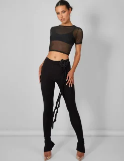 Public Desire Mesh Fitted T-Shirt Black Discount