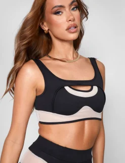 Public Desire Mesh Illusion Insert Sleeveless Crop Top Black Discount