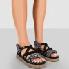 Public Desire Miami Printed Rope Flatform Lace Up Sandals Black Online