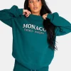 Public Desire Monaco Embroidered Sweatshirt Forest Green Forestgreen Cheap
