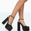 Public Desire Moonchild Croc Closed Toe Statement Platform Block Heels Black Best Sale