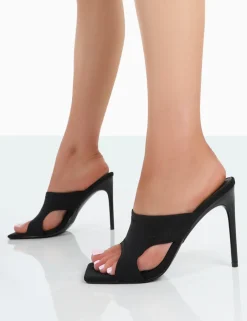 Public Desire Novee Lycra Cut Out Heeled Mules Black Shop