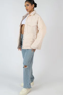 Public Desire Onion Quilt Shacket Ecru Outlet