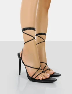 Public Desire Otti Pu Lace Up Stiletto Heels Black Outlet
