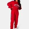 Public Desire Oversized Columbia Embroide Slogan 90S Joggers Red Outlet