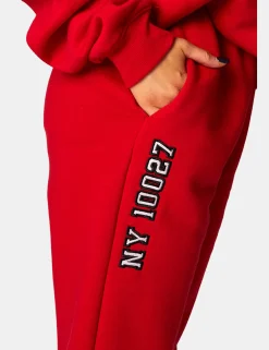 Public Desire Oversized Columbia Embroide Slogan 90S Joggers Red Outlet