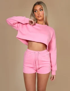 Public Desire Oversized Cropped Sweat Pink Shop