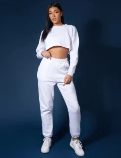 Public Desire Oversized Cropped Sweat Marl Oatmeal Online