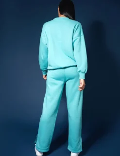 Public Desire Oversized Embroidered Slogan Sweatshirt Aqua Sale