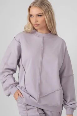 Public Desire Oversized Exposed Seam Detail Sweatshirt Lilac Best Sale