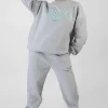 Public Desire Oversized Fit Denver Print Seam Detail Joggers Grey New