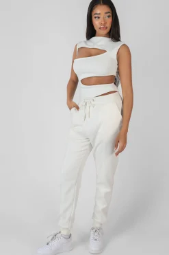 Public Desire Oversized Fit Seam Front 90S Joggers Ecru White Cheap