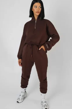 Public Desire Oversized Fit Seam Front 90S Joggers Chocolate Sale