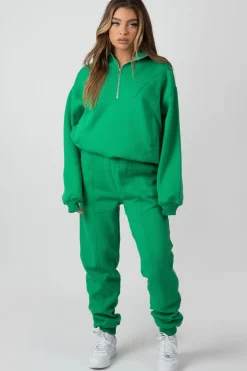 Public Desire Oversized Half Zip Pullover Sweat Green Online