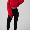 Public Desire Oversized High Neck Embroide Slogan Cropped Sweatshirt Red New