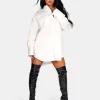 Public Desire Oversized Poplin Shirt Dress White Hot