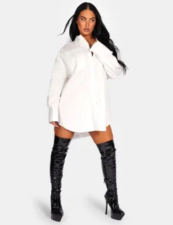 Public Desire Oversized Poplin Shirt Dress White Hot