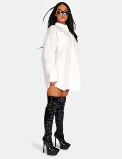 Public Desire Oversized Poplin Shirt Dress White Hot