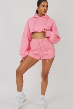 Public Desire Oversized Super Cropped Hoody Pink Clearance