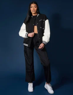 Public Desire Oversized Varsity Jacket Black Best