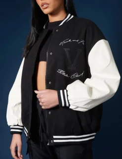 Public Desire Oversized Varsity Jacket Black Best