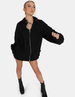 Public Desire Oversized Zip Through Hoodie Black Store