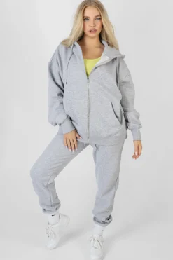 Public Desire Oversized Zip Through Hoodie Grey Marl Fashion