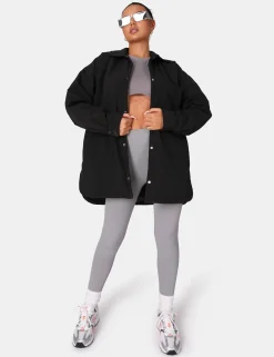 Public Desire Padded Oversized Shacket Black Outlet