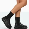 Public Desire Pisa Pu Chunky Rubber Sole Chelsea Boots Black Clearance