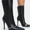 Public Desire Pitstop Pu Zip Detail Pointed Toe Stiletto Heel Ankle Boots Black Shop