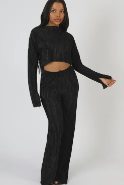 Public Desire Plisse Crop Top Black Fashion