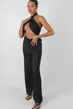 Public Desire Plisse Wrap Underbust Top Black Outlet
