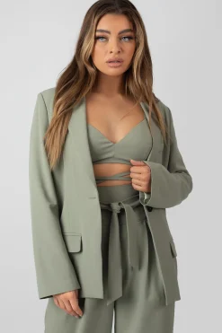 Public Desire Premium Obi Belt Blazer Sage Best
