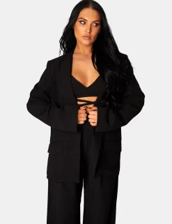 Public Desire Premium Obi Belt Blazer Black Hot