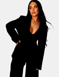 Public Desire Premium Obi Belt Blazer Black Hot