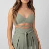 Public Desire Premium Tie Wrap Detail Bralet Sage Discount