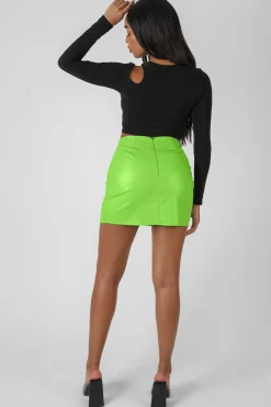 Public Desire Pu Mini Skirt Green Discount