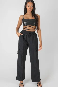 Public Desire Pu Square Neck Wrap Bralet Black Shop