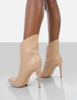Public Desire Quinn Patent Heeled Stiletto Ankle Boots Nude Best Sale