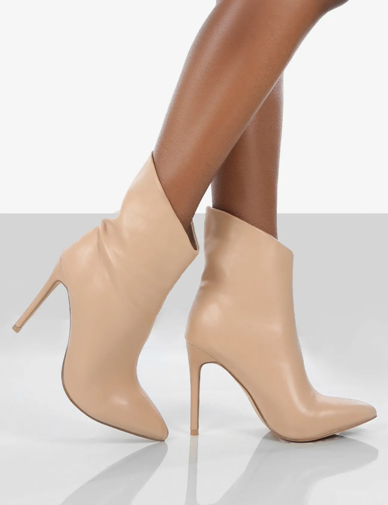 Public Desire Quinn Patent Heeled Stiletto Ankle Boots Nude Best Sale