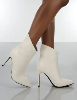 Public Desire Quinn Patent Heeled Stiletto Ankle Boots White Online
