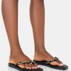 Public Desire Retreat Pu Chain Strap Flip Flop Sandals Black Outlet