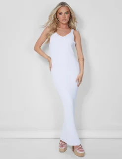 Public Desire Ribbed Maxi Dress White Flash Sale
