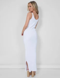 Public Desire Ribbed Maxi Dress White Flash Sale