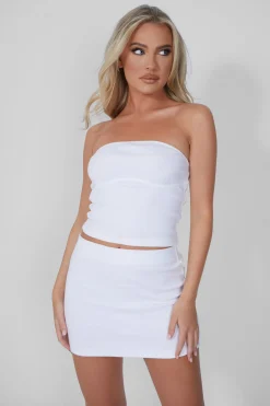 Public Desire Ribbed Mini Skirt White Store