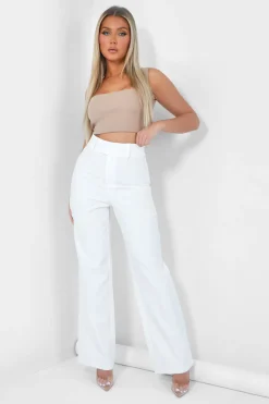 Public Desire Ribbed Square Neck Crop Top Camel Cheap