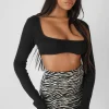 Public Desire Ribbed Underbust Square Neck Crop Top Black Clearance