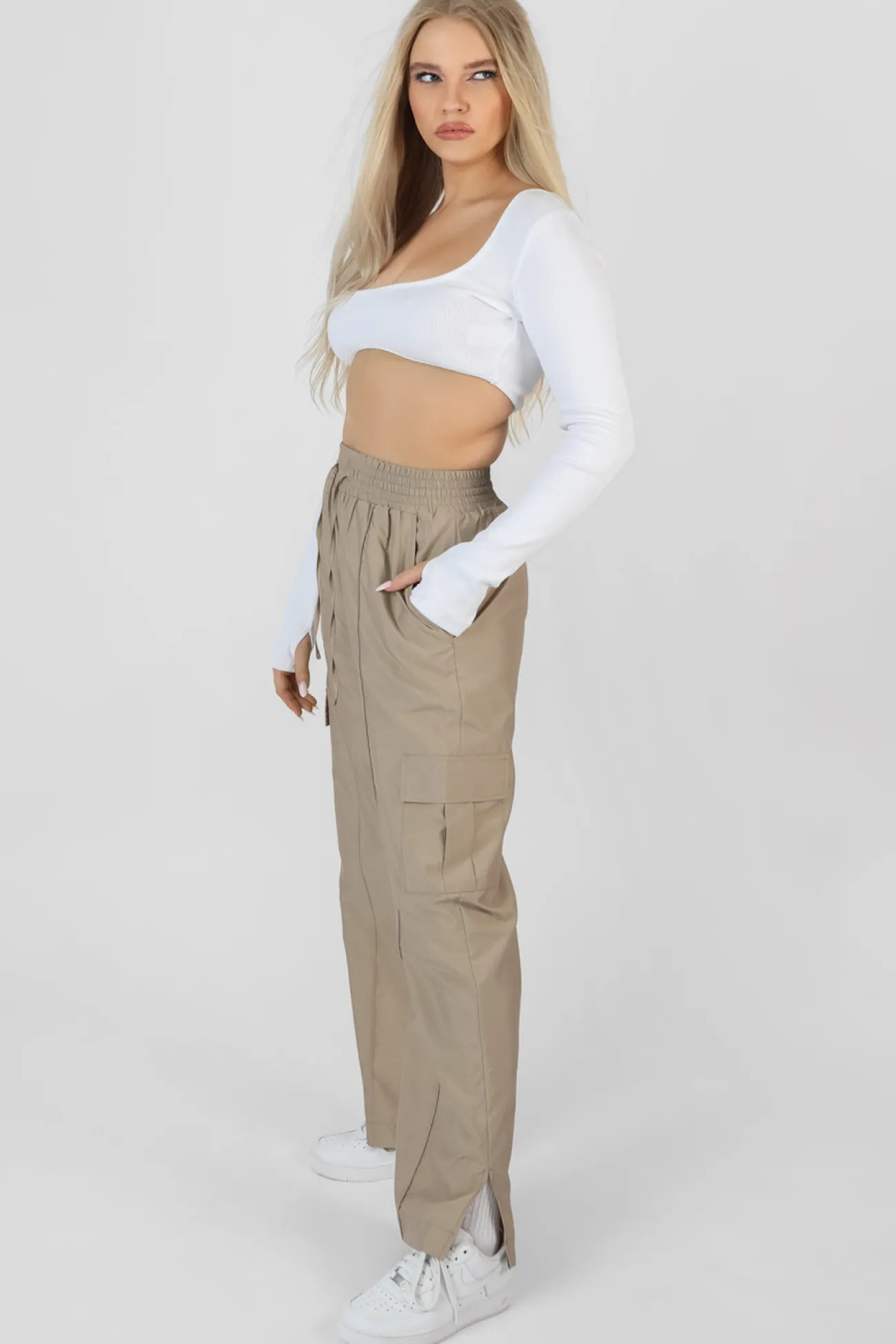 Public Desire Ribbed Underbust Square Neck Crop Top White Discount